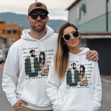 Load image into Gallery viewer, Custom Couples Portrait &amp; Words Hoodie
