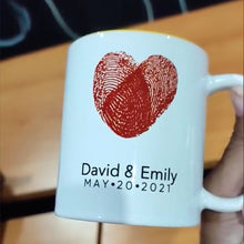 Load image into Gallery viewer, Couples Custom Fingerprint Mug Personalized

