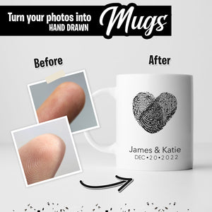 Couples Custom Fingerprint Mug Personalized