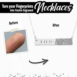 Horizontal Fingerprint Bar Necklace