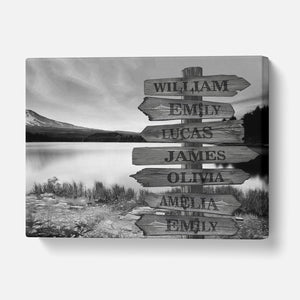 Custom Multiple Names Mountain Canvas