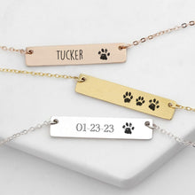 Load image into Gallery viewer, Custom Paw Print Bar Necklace
