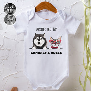 Custom Protected By Pets Baby Bodysuit