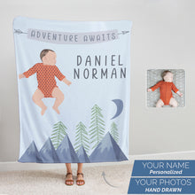 Load image into Gallery viewer, Adventure Awaits Baby throw blanket
