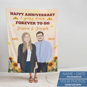 Personalized fleece blanket gift for Gold 7th anniversary