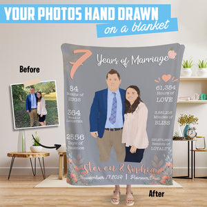 7 year of marriage anniversary fleece blanket personalized