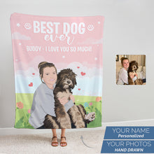 Load image into Gallery viewer, Best Dog Ever custom throw blanket personalized
