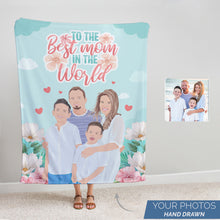 Load image into Gallery viewer, Best Mom in the World fleece blanket personalized
