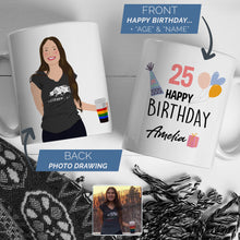 Load image into Gallery viewer, Birthday mug design with photo
