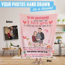 Load image into Gallery viewer, Custom hand drawn blanket for boyfriend
