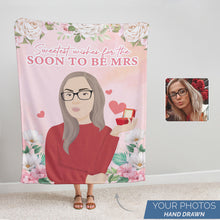 Load image into Gallery viewer, Bridal shower personalized throw blanket Soon To Be Mrs
