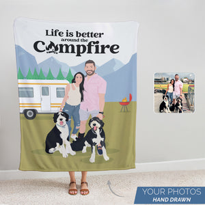 Campfire throw blanket personalized