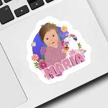 Load image into Gallery viewer, Childs Name Unicorn Sticker designs customize for a personal touch
