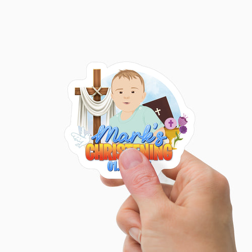 Christening Name Stickers Personalized