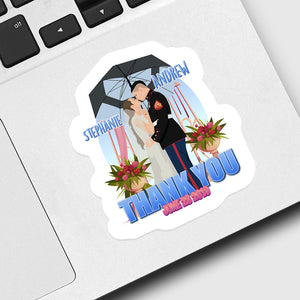 Couples Wedding Thank You Sticker designs customize for a personal touch