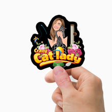 Load image into Gallery viewer, Crazy cat lady Stickers Personalized
