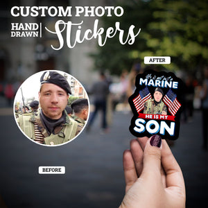 Create your own Custom Stickers for Custom my son is a marine 
