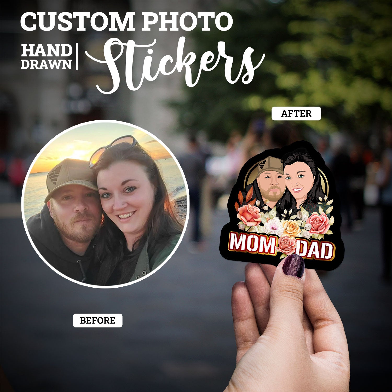 Personalized Mom Dad stickers – Personalized Drawing Gifts