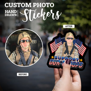 Create your own Custom Stickers Support Our Troops USA with High Quality