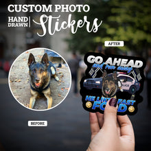 Load image into Gallery viewer, Create your own Custom Stickers for Go Ahead and Run He Likes Fast Food
