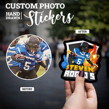 Load image into Gallery viewer, Create your own Custom Stickers for Name Number Sports Picture

