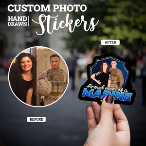 Create your own Custom Stickers for Proud Mom of A Marine