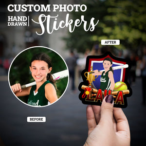 Create your own Custom Stickers for Softball player name