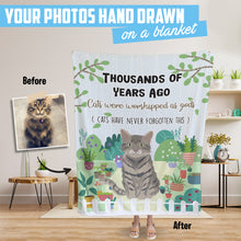 Load image into Gallery viewer, Custom hand drawn Funny Cat throw blanket personalized
