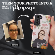 Load image into Gallery viewer, Custom hand drawn Wife Mom Boss phone case
