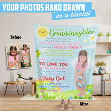 Load image into Gallery viewer, Custom hand drawn blanket for granddaughter gift from grandma personalized
