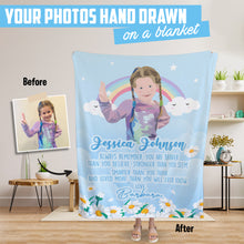 Load image into Gallery viewer, Custom hand drawn fleece blanket personalized for granddaughter
