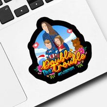 Load image into Gallery viewer, Double the Trouble Twin Mom Sticker designs customize for a personal touch
