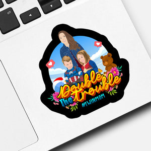 Double the Trouble Twin Mom Sticker designs customize for a personal touch