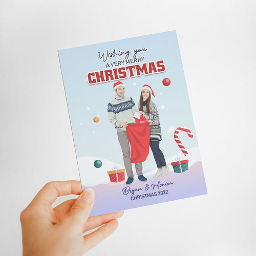 Family Christmas Card Stickers Personalized