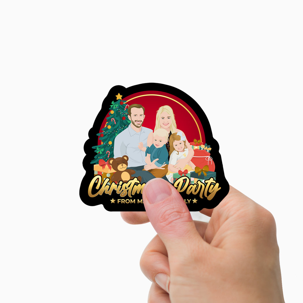 Family Christmas Party Sticker Personalized