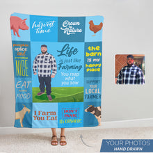 Load image into Gallery viewer, Farmer throw blanket personalized
