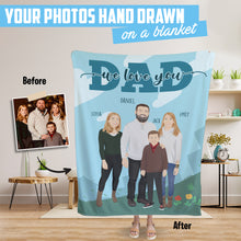 Load image into Gallery viewer, Father’s day gift custom hand drawn throw blanket
