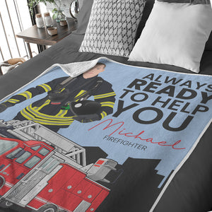 Firefighter custom hand drawn throw blanket personalized