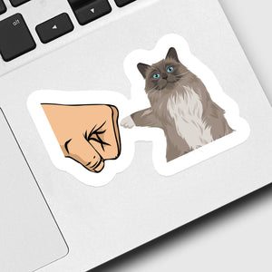 Custom Cat "Fist Bump" Sticker - Cat and owner