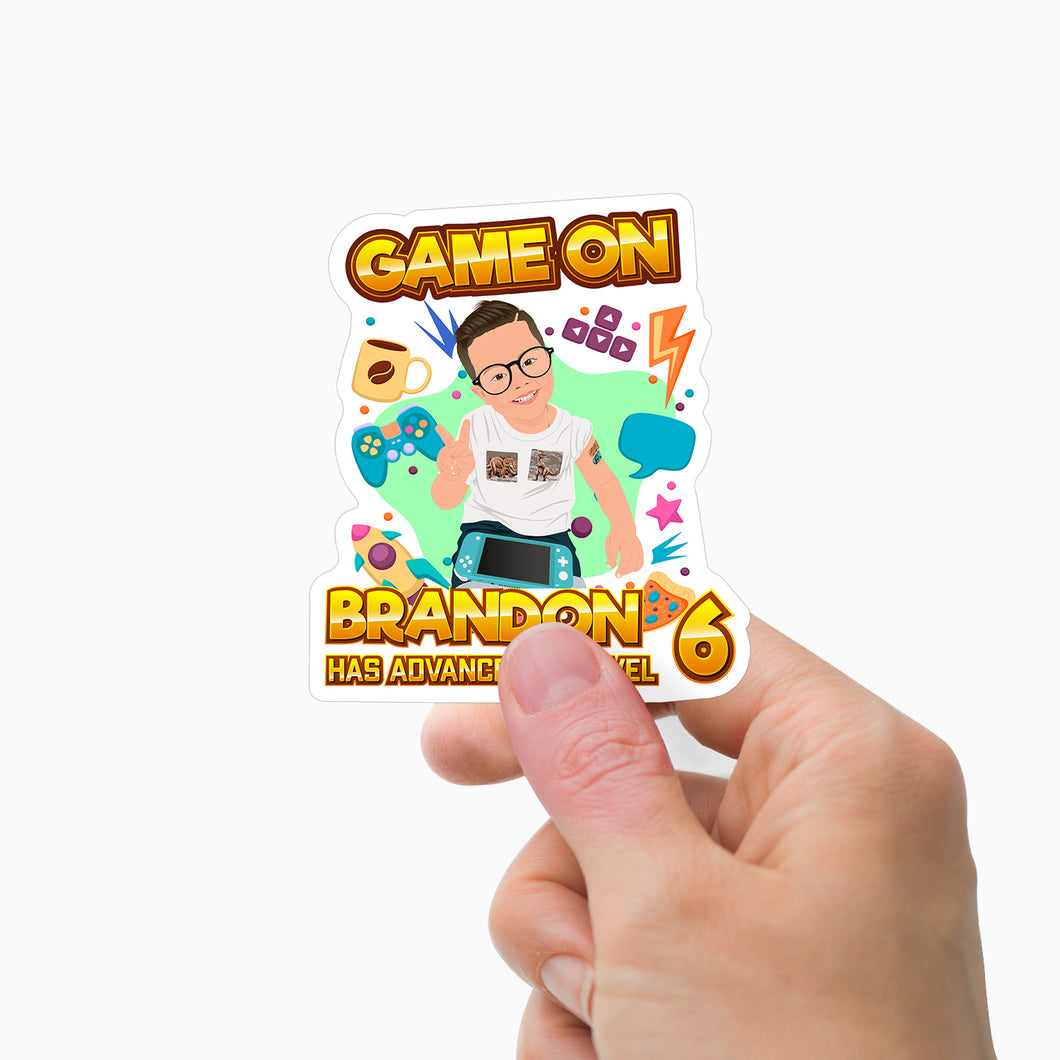 Gaming Happy Birthday Sticker Personalized