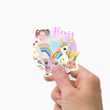 Load image into Gallery viewer, Girls Unicorn Name Stickers Personalized
