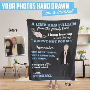 Grandpa Grieve hand drawn throw blanket personalized