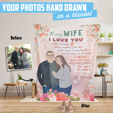 Load image into Gallery viewer, Hand drawn personalized throw blanket To My Wife Letter
