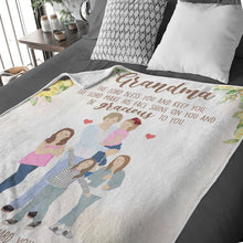 Load image into Gallery viewer, Hand drawn photo fleece blanket to grandma from grandkids
