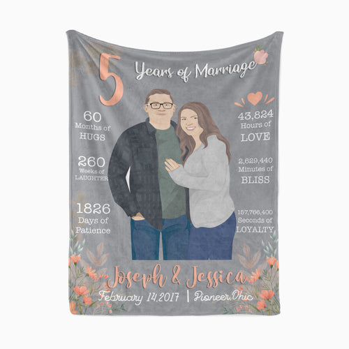Happy 5th anniversary throw blanket personalized