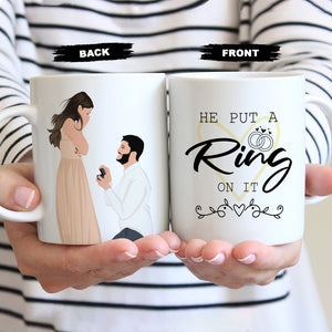 He Put a Ring on It Personalized Bride Engagement Coffee Mug