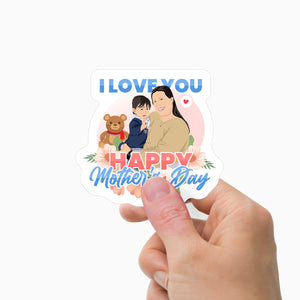 I Love You Happy Mothers Day Stickers Personalized