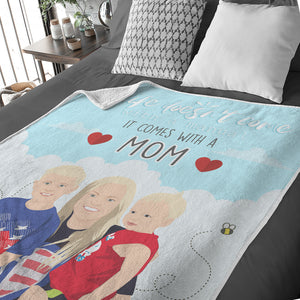 Life comes with a mom personalized illustration hand drawn blanket