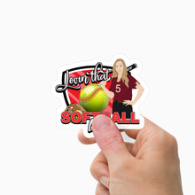 Load image into Gallery viewer, Loving that Softball Life Stickers Personalized
