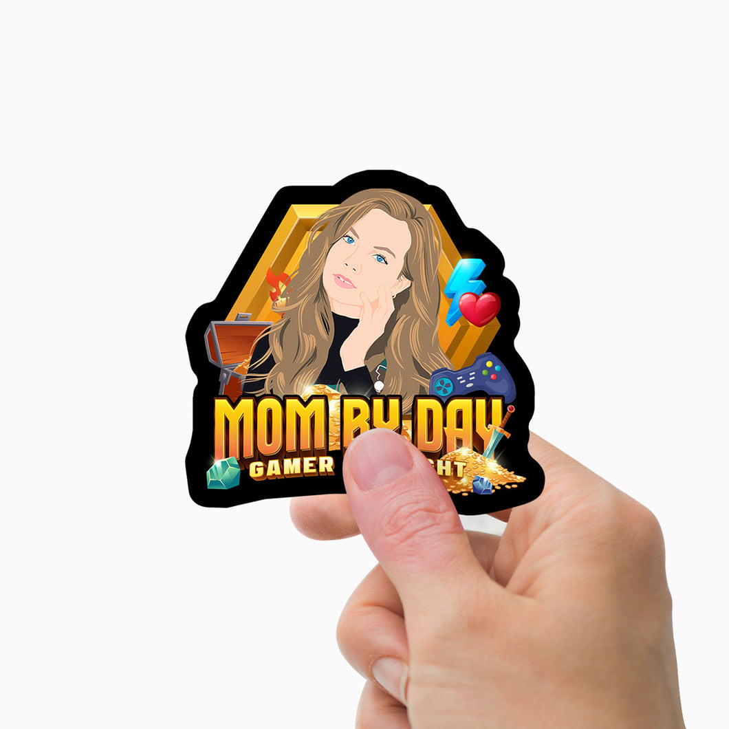 Mom by Day Gamer by Night Stickers Personalized